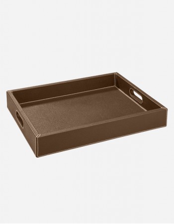 Leather Rectangular Tray With Handles - Made in Italy - Giobagnara