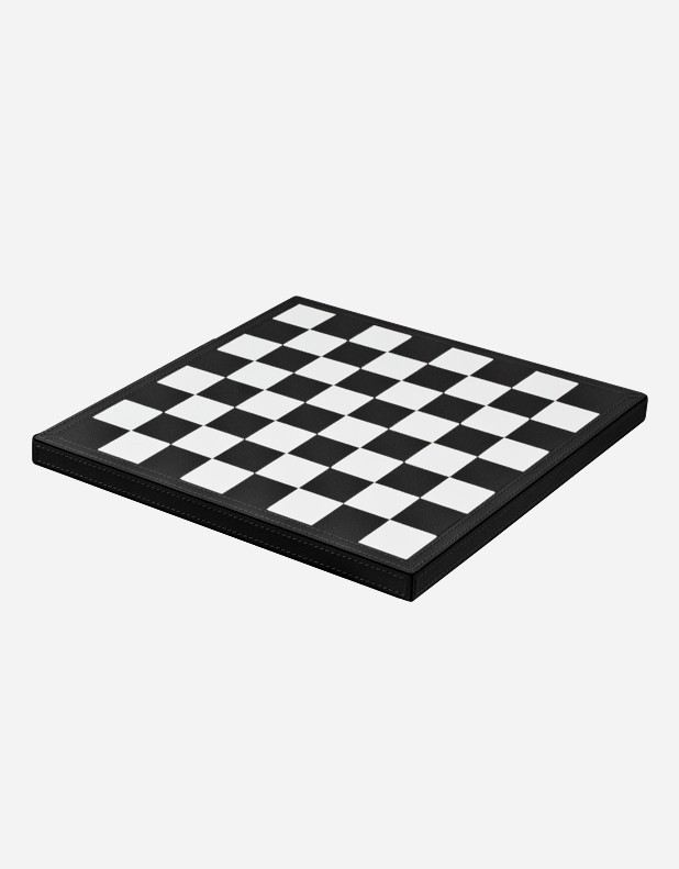 Leather Triple Game Box: Chess - Domino - Draughts - Made in Italy