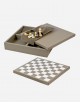 Leather Triple Game Box: Chess - Domino - Draughts - Made in Italy