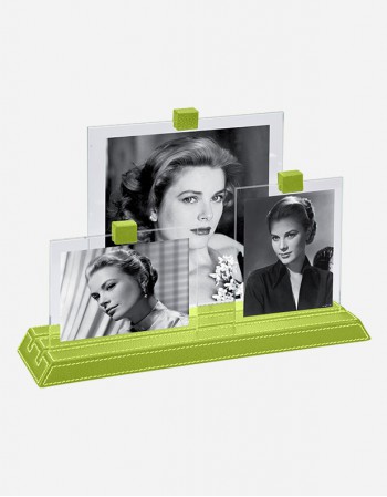 Leather Trio Photo Frame - Made in Italy - Giobagnara