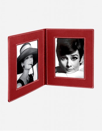 Leather Double Photo Frame - Made in Italy - Giobagnara