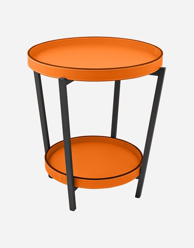 Leather Folding Table - 2 Trays - Made in Italy