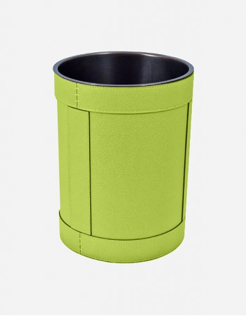 Leather Waste Paper Bin - Removable Lining Bucket - Made in Italy - Giobagnara