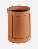 Leather Round Waste Paper Bin - Made in Italy - Giobagnara