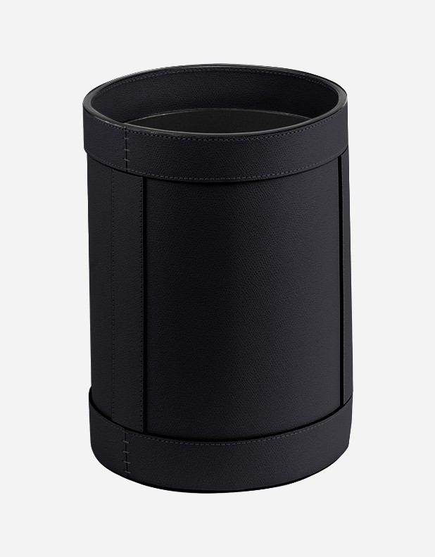 Leather Round Wastepaper Bin - Made in Italy