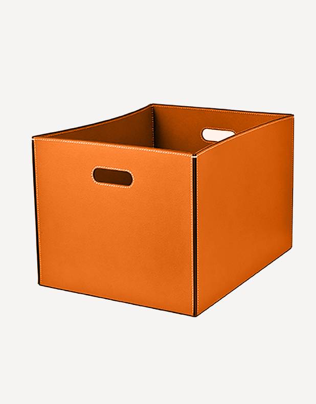 Cubo Leather Rectangular Basket - Made in Italy - Giobagnara
