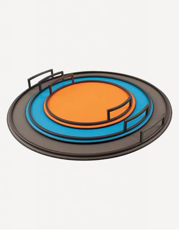 Defile Leather Round Tray - Made in Italy - Giobagnara