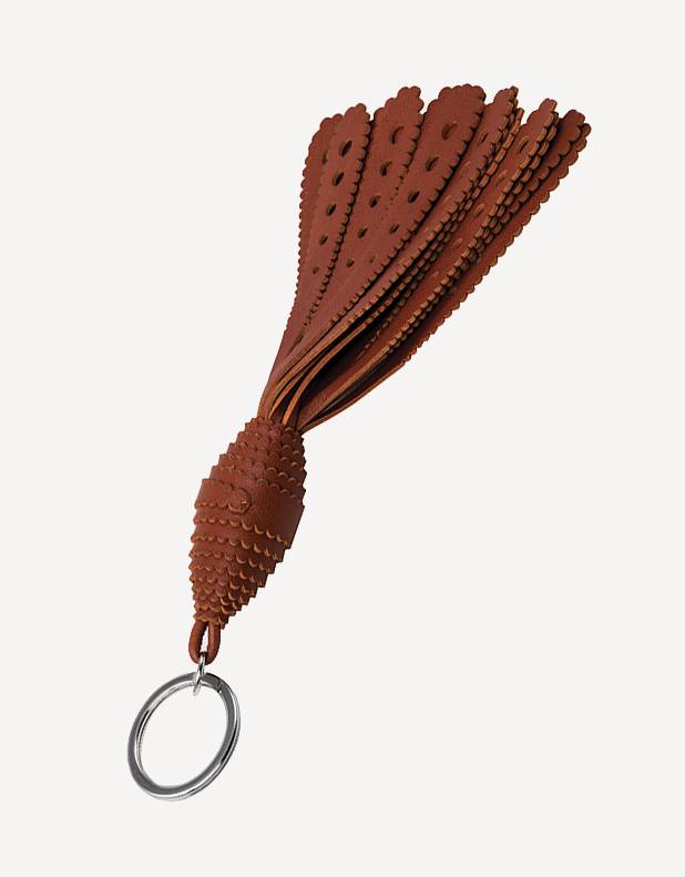 Hand-stitched, Italian leather key fob, luxury keyring