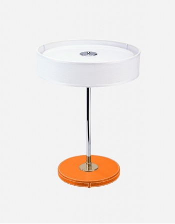 Leather Round Table Lamp - Made in Italy - Giobagnara