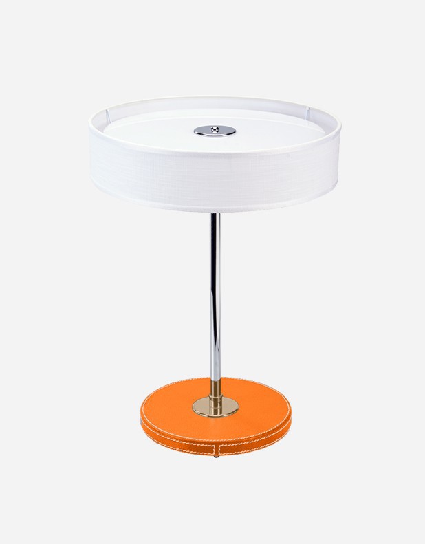 Leather Round Table Lamp - Made in Italy