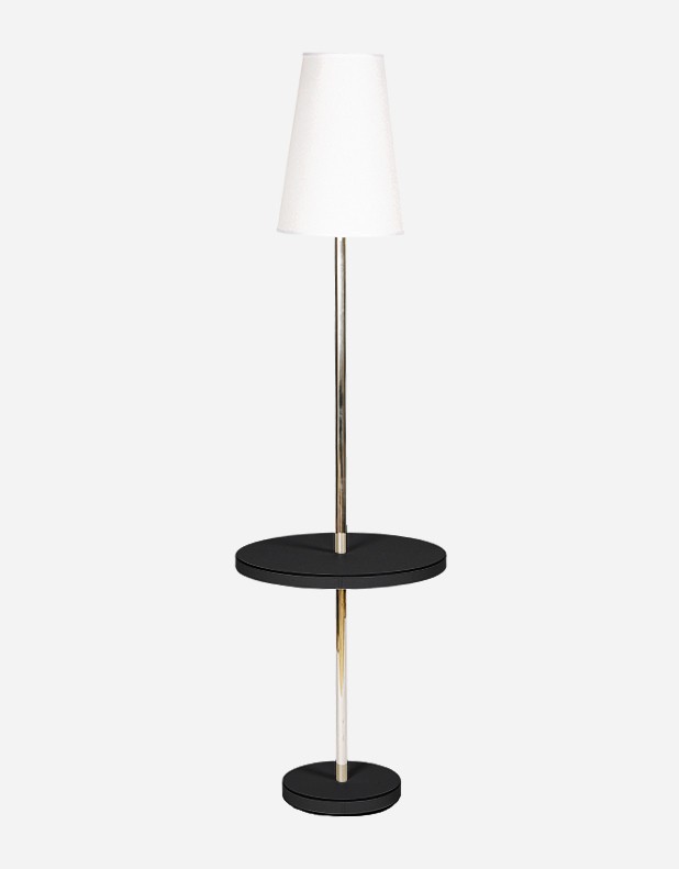 Leather Table with Lamp - Made in Italy