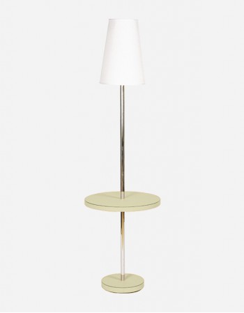 Leather Small Table with Lamp - Made in Italy - Giobagnara