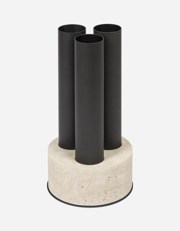 ULISSE MARBLE & METAL UMBRELLA STAND ROUND TRIPLE