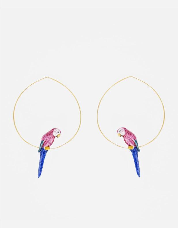 PINK PARROT HOOP EARRINGS