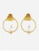 COCKATOO ON FLOWERY CIRCLE EARRINGS