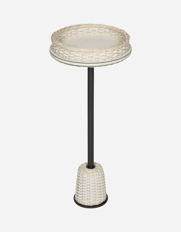 MATISSE LEATHER & RATTAN SIDE TABLE
