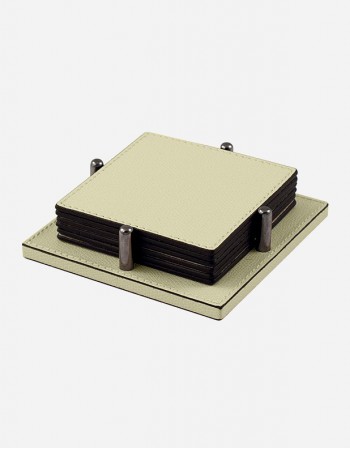 Leather Square Coaster Holder set - Made in Italy - Giobagnara