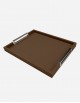Leather Tray Chrome Handles - Made in Italy