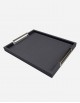 Leather Tray Chrome Handles - Made in Italy