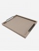Leather Tray Chrome Handles - Made in Italy
