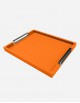 Leather Tray Chrome Handles - Made in Italy