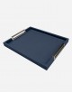 Leather Tray Chrome Handles - Made in Italy
