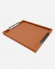 Leather Tray Chrome Handles - Made in Italy