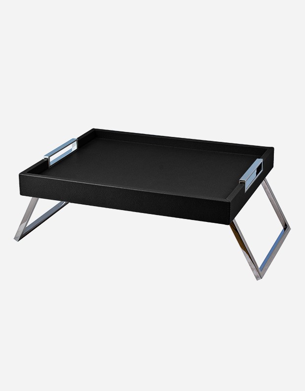 Leather Bed Tray with Folding Legs - Made in Italy