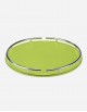 Leather Round Tray With Chrome Finiscing - Made in italy
