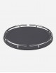 Leather Round Tray With Chrome Finiscing - Made in italy