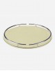 Leather Round Tray With Chrome Finiscing - Made in italy
