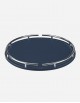 Leather Round Tray With Chrome Finiscing - Made in italy