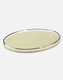 Leather Oval Tray With Chrome Finishes - Made in italy - Giobagnara