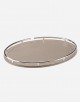 Leather Oval Tray With Chrome Finiscing - Made in italy