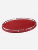 Leather Oval Tray With Chrome Finiscing - Made in italy