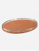 Leather Oval Tray With Chrome Finiscing - Made in italy