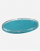 Leather Oval Tray With Chrome Finiscing - Made in italy