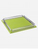 Leather Square Tray With Chrome Finiscing - Made in italy
