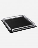 Leather Square Tray With Chrome Finish - Made in Italy - Giobagnara