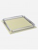 Leather Square Tray With Chrome Finiscing - Made in italy