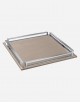 Leather Square Tray With Chrome Finiscing - Made in italy