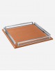 Leather Square Tray With Chrome Finiscing - Made in italy